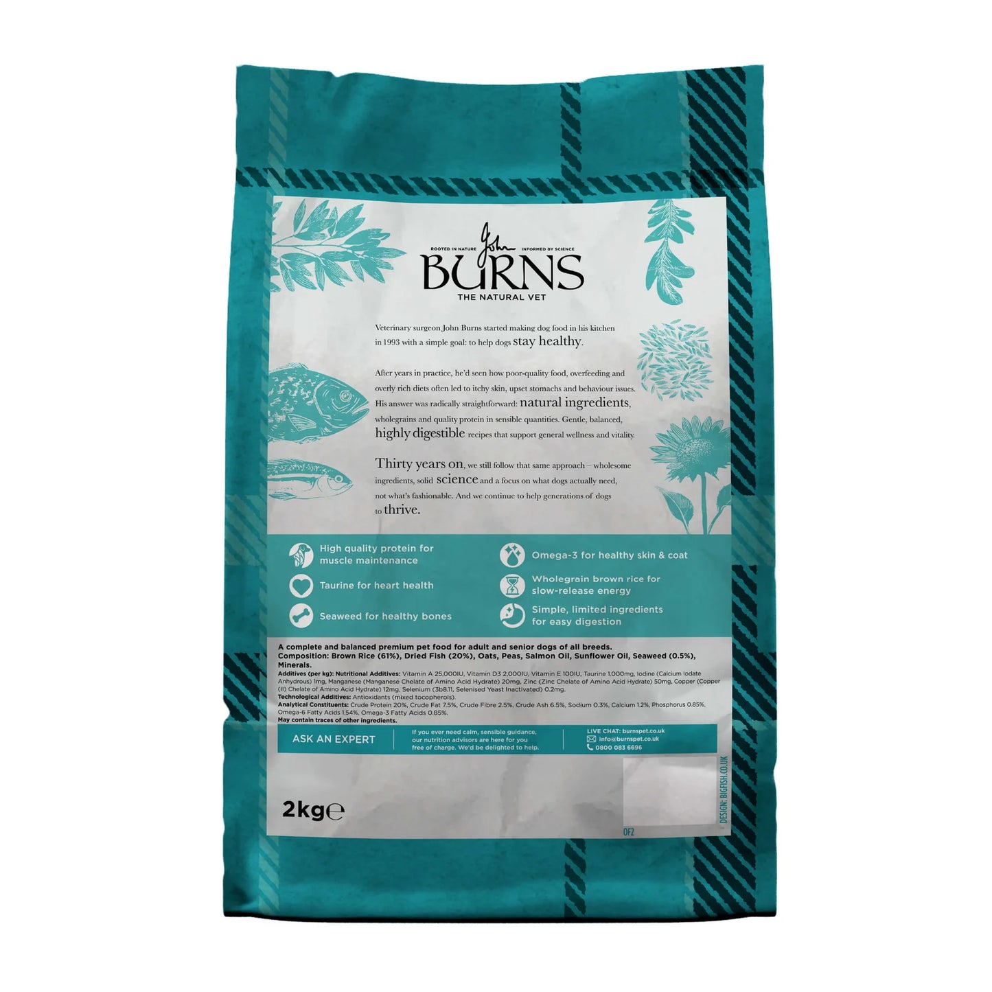 Burns Original Fish & Brown Rice Dry Dog Food (14kg)