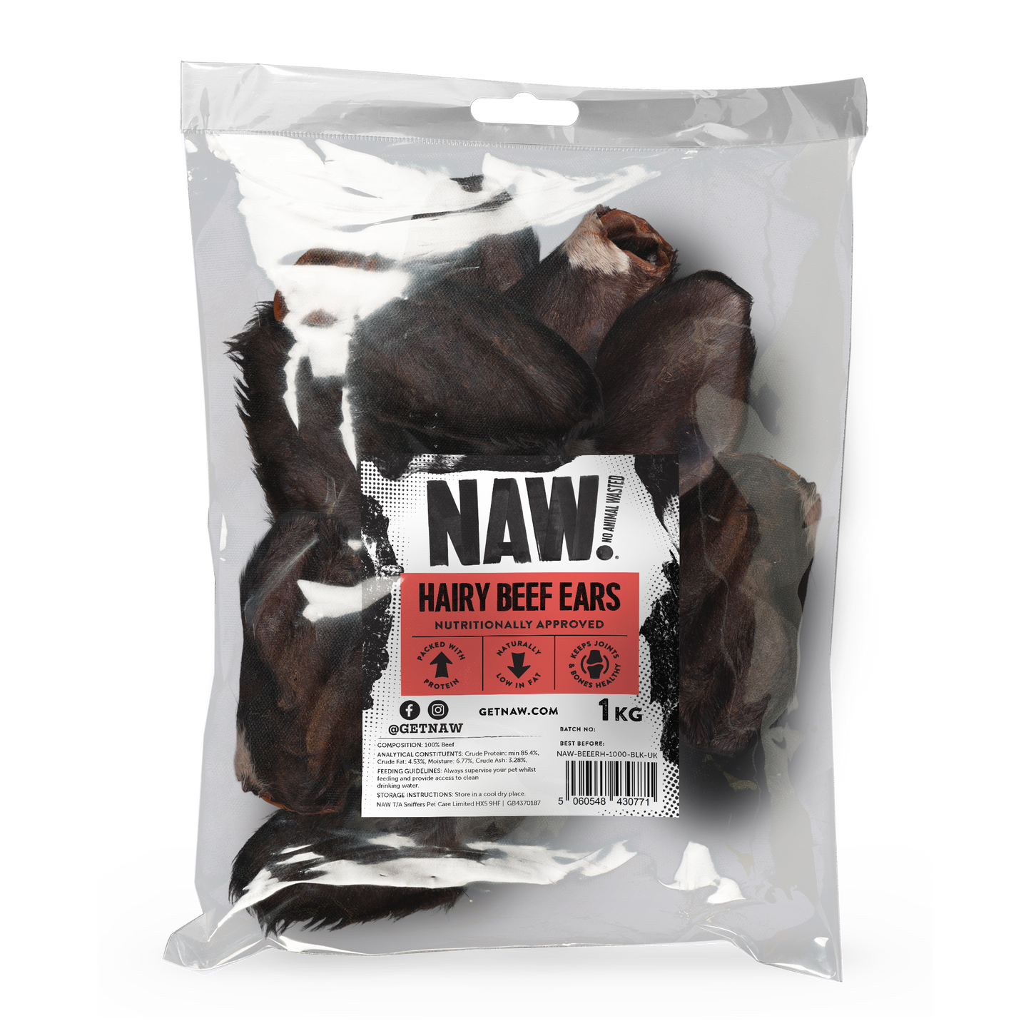 NAW Beef Ears with Hair (1kg)
