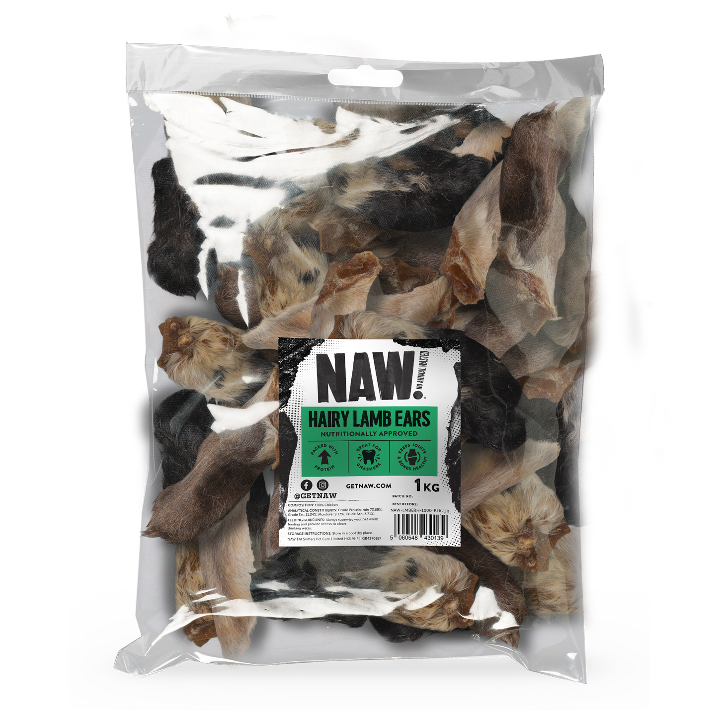 NAW Lamb Ears with Hair (1kg)
