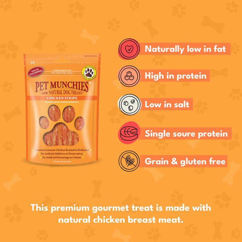 Pet Munchies Chicken Strips Dog Treats (8x90g)