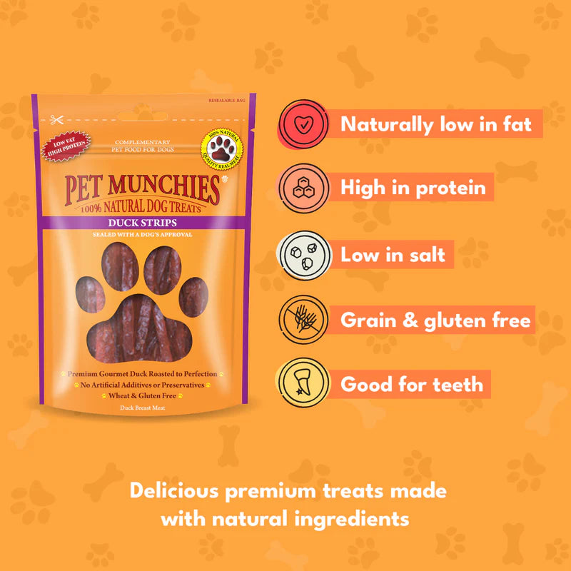 Pet Munchies Duck Strips Dog Treats (8x90g)