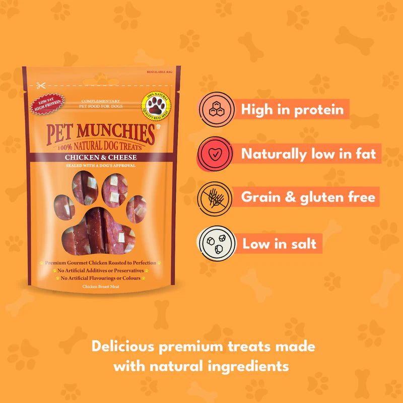 Pet Munchies Chicken and Cheese Dog Treats (8x100g)