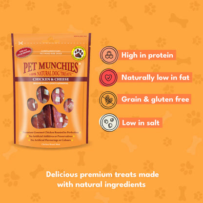 Pet Munchies Chicken and Cheese Dog Treats (8x100g)