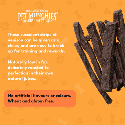 Pet Munchies Venison Strips Dog Treats (8x75g)