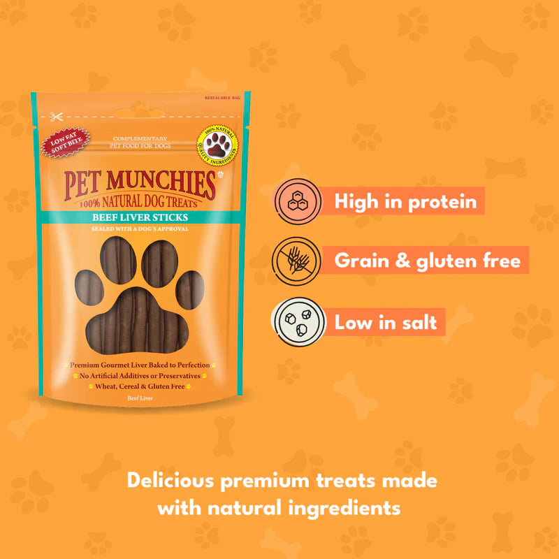 Pet Munchies Beef Liver Sticks Dog Treats (8x90g)