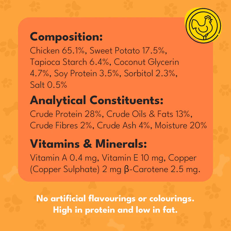 Pet Munchies Chicken and Sweet Potato Dog Treats (8x90g)