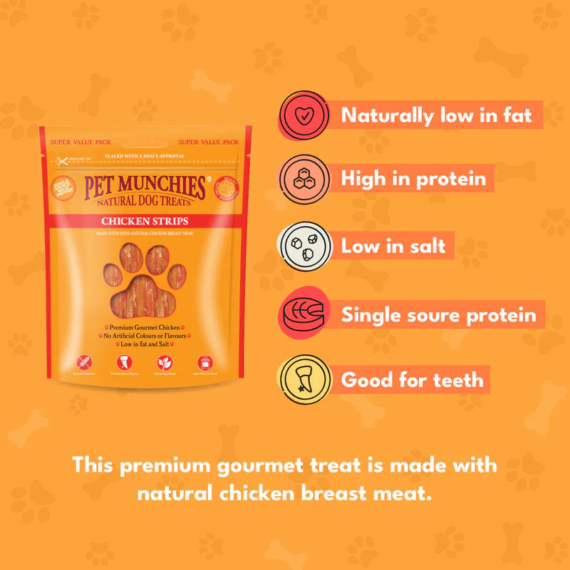 Pet Munchies Chicken Strips Dog Treats (3x320g)