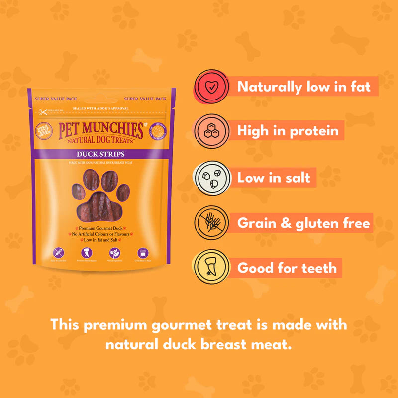 Pet Munchies Duck Strips Dog Treats (3x320g)