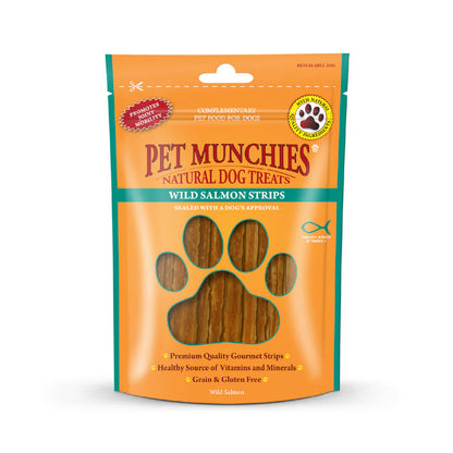 Pet Munchies Wild Salmon Strips Dog Treats (8x80g)