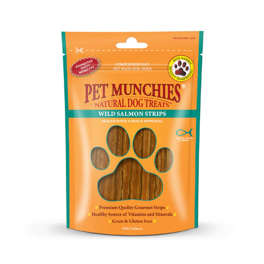 Pet Munchies Wild Salmon Strips Dog Treats (8x80g)