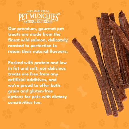 Pet Munchies Wild Salmon Strips Dog Treats (8x80g)