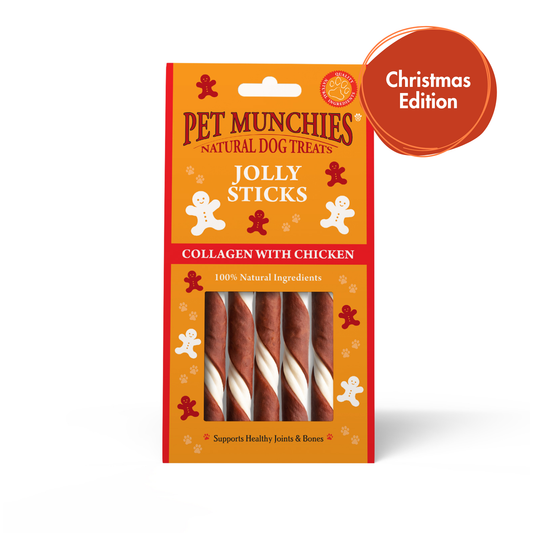 Pet Munchies Christmas Jolly Sticks Collagen with Chicken (8x60g) - COMING SOON!