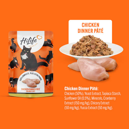 HiLife Adult Cat Chicken Dinner Pate (18x70g)