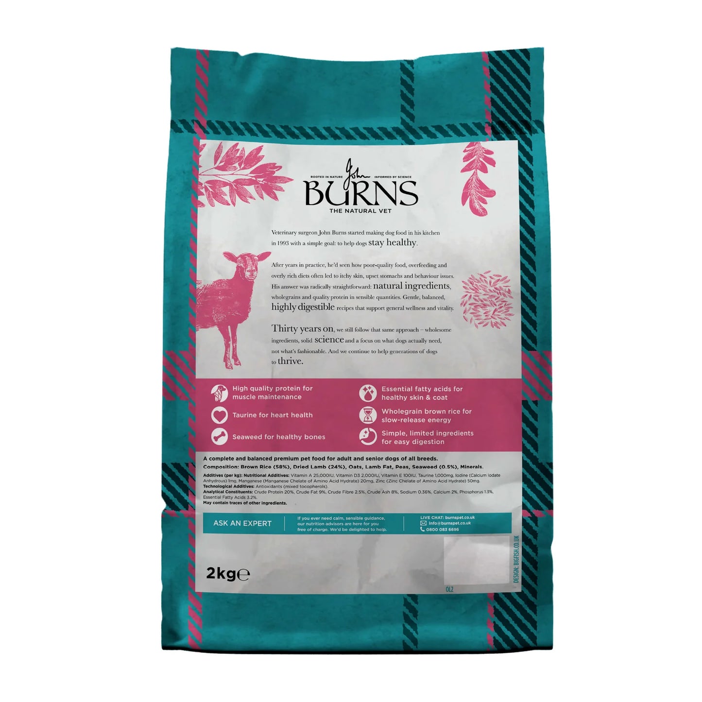 Burns Original Lamb & Brown Rice Dry Dog Food (6kg)