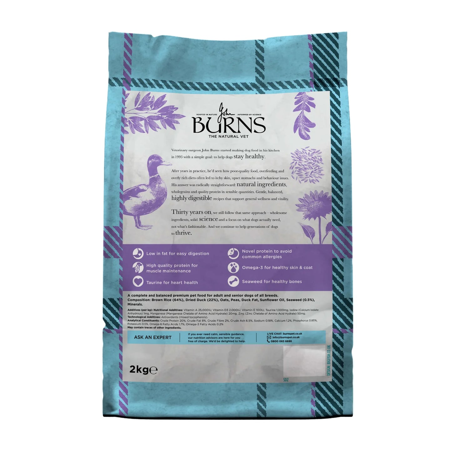 Burns Sensitive Duck & Brown Rice Dry Dog Food (12kg)