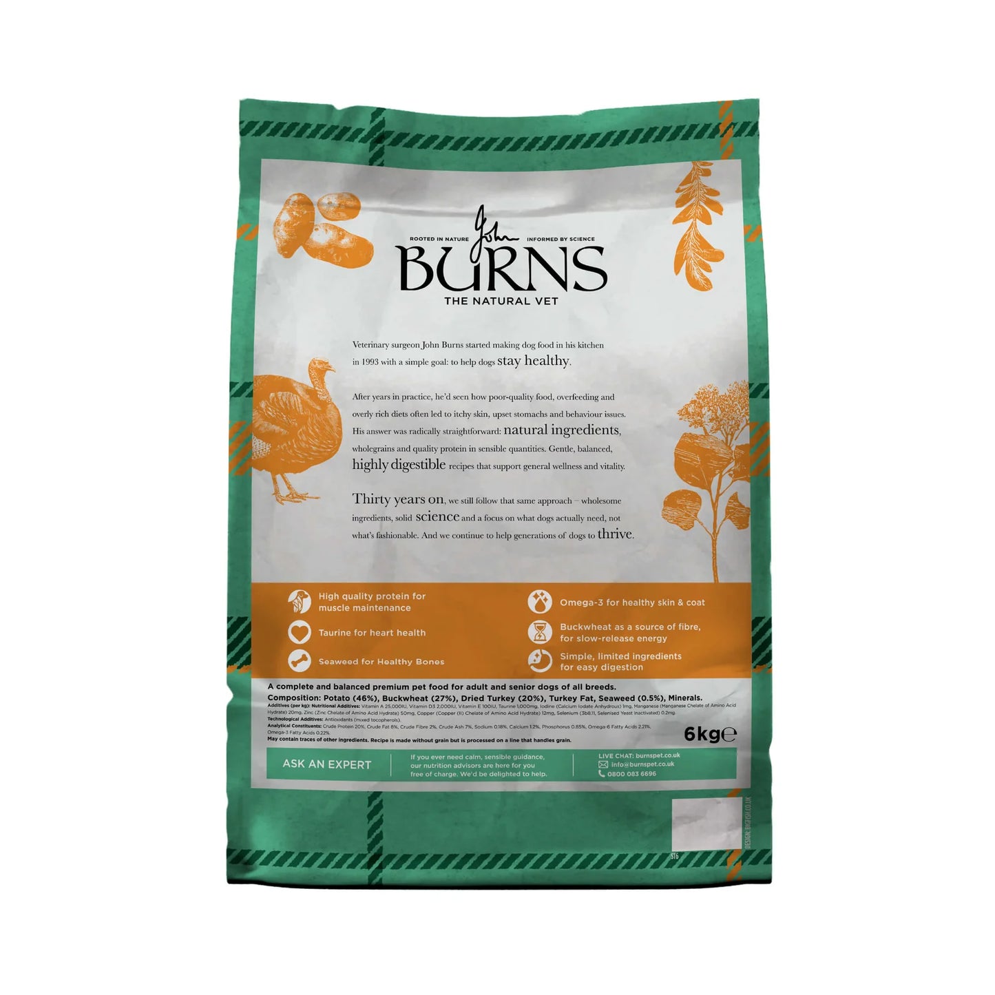 Burns Grain Free Turkey & Potato Dry Dog Food (12kg)