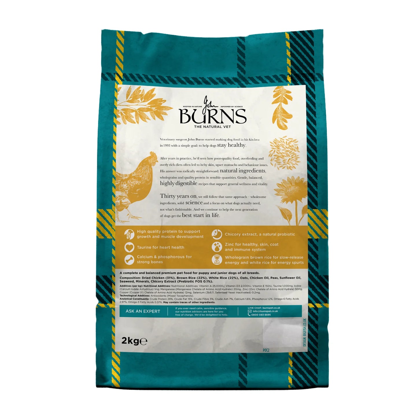 Burns Puppy Original Chicken & Rice Dry Dog Food (12kg)