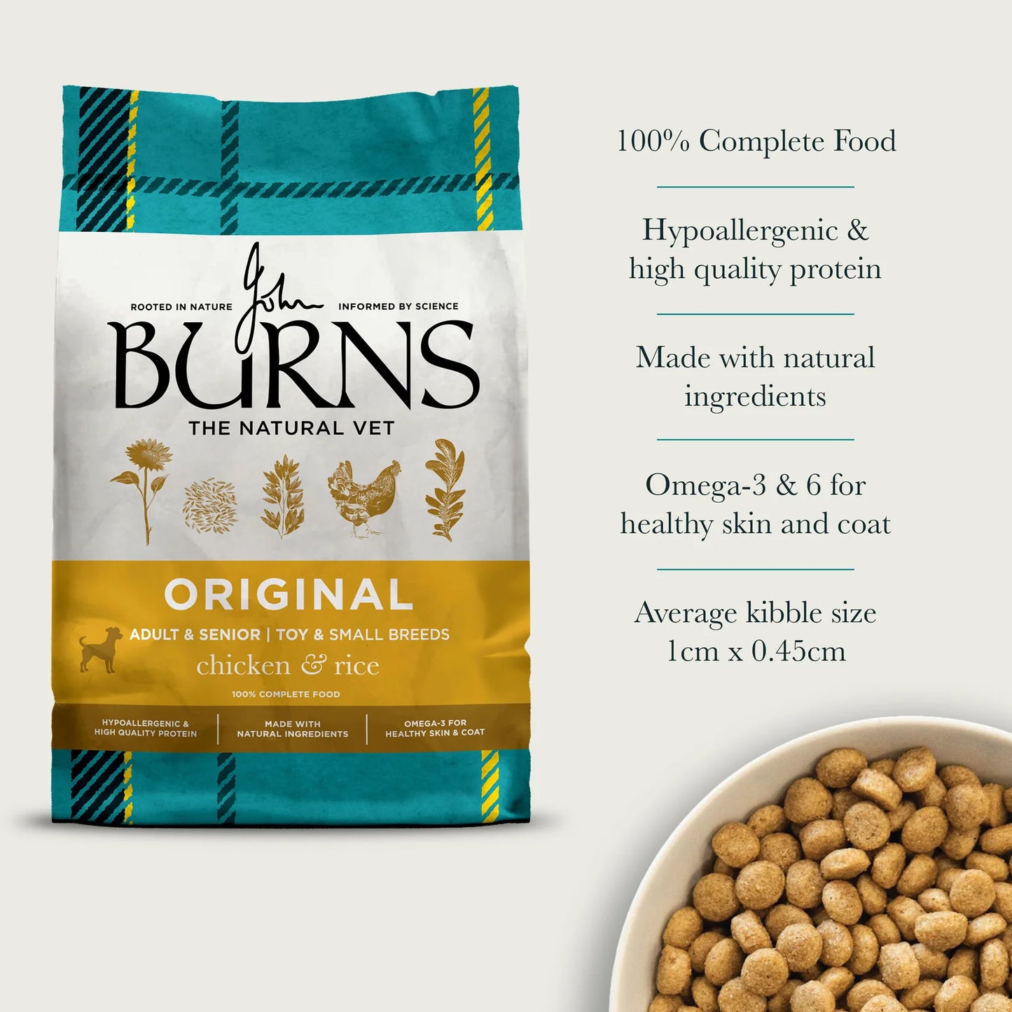 Burns Toy & Small Breed Original Chicken & Rice Dry Dog Food (2kg)