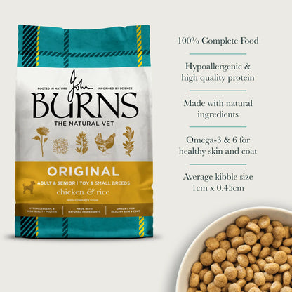 Burns Toy & Small Breed Original Chicken & Rice Dry Dog Food (2kg)