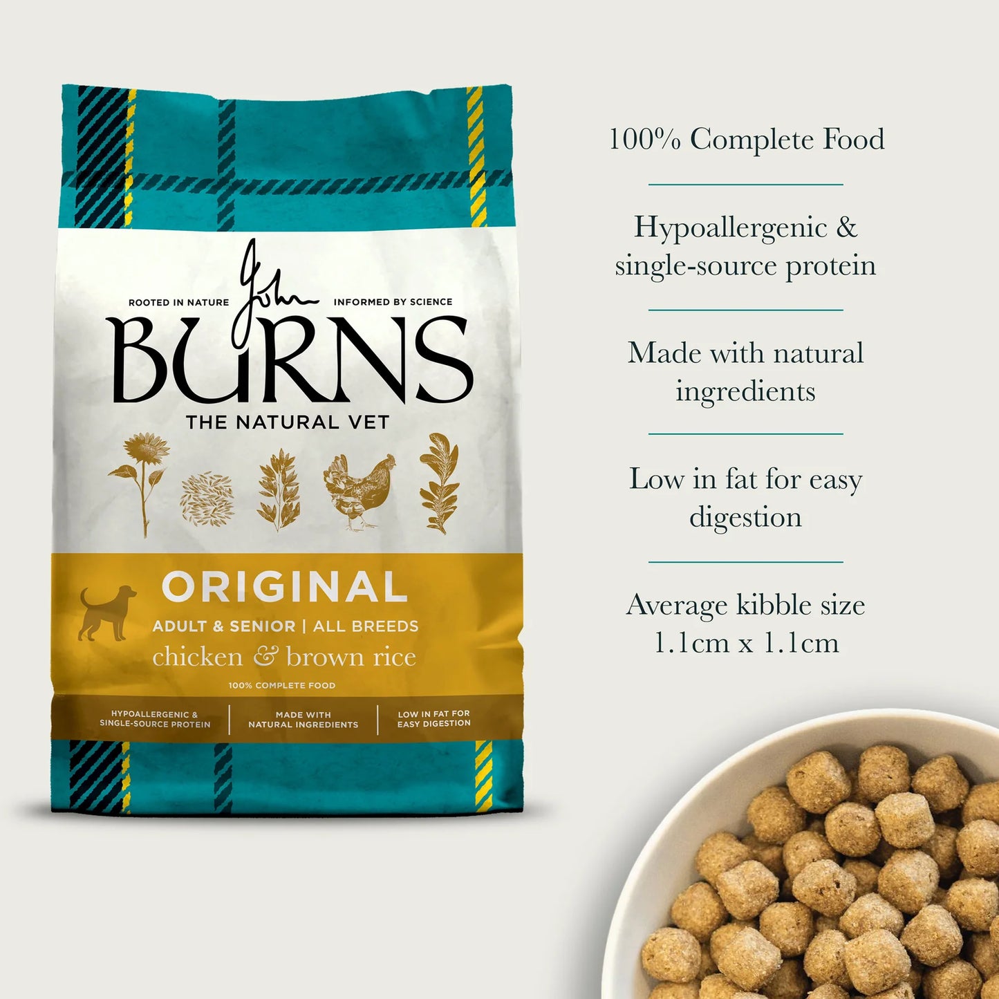 Burns Original Chicken & Brown Rice Dry Dog Food (2kg)