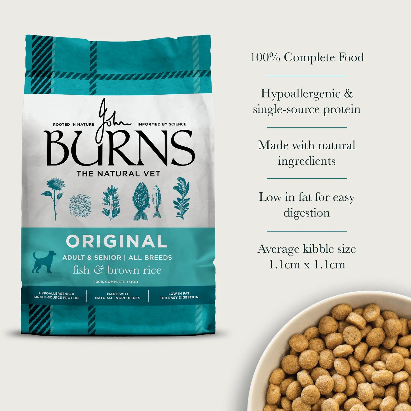 Burns Original Fish & Brown Rice Dry Dog Food (14kg)