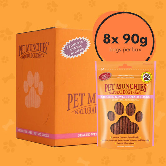 Pet Munchies Chicken and Sweet Potato Dog Treats (8x90g)