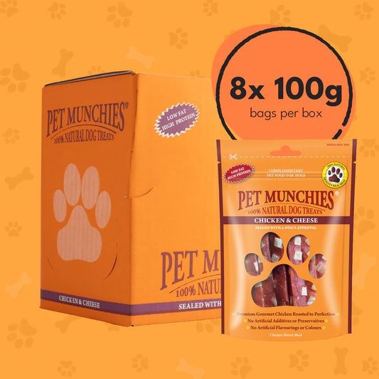 Pet Munchies Chicken and Cheese Dog Treats (8x100g)