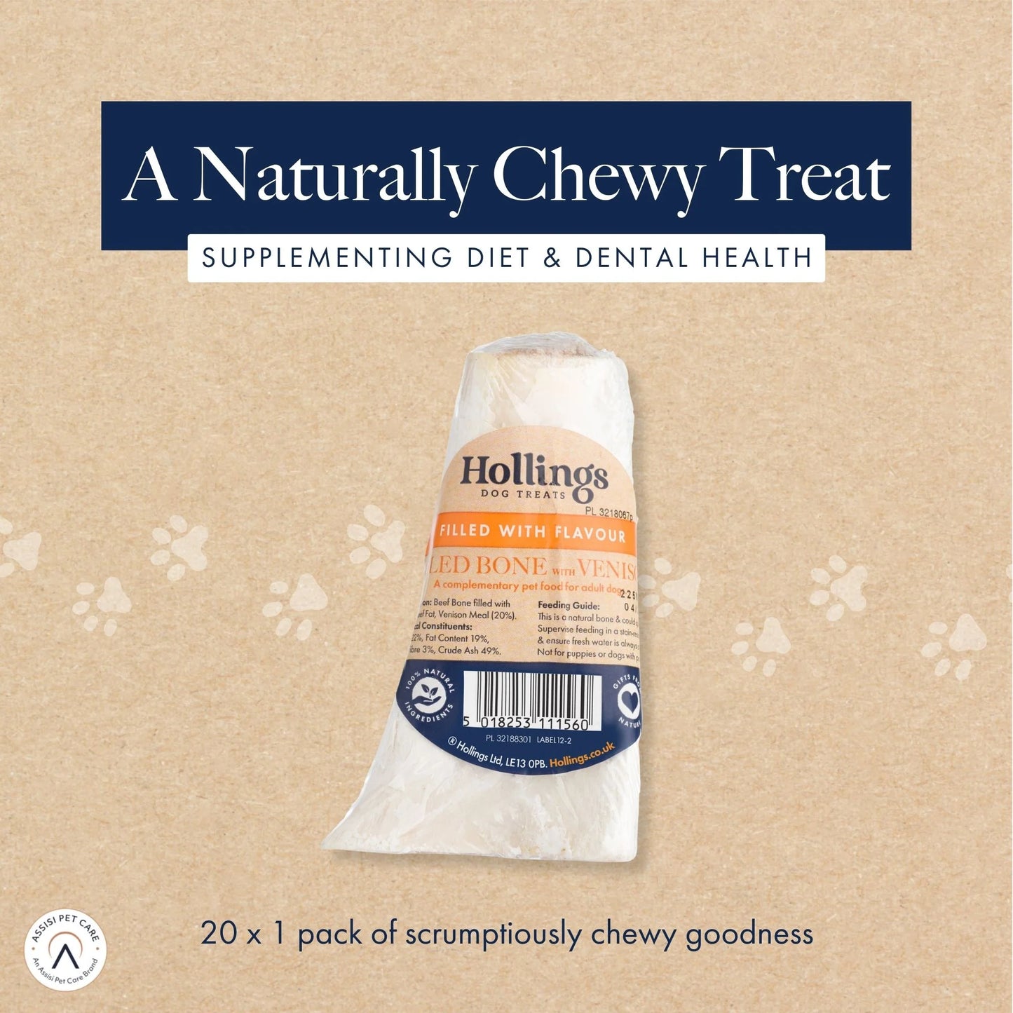 Hollings Beef Filled Bone with Venison (20pk)