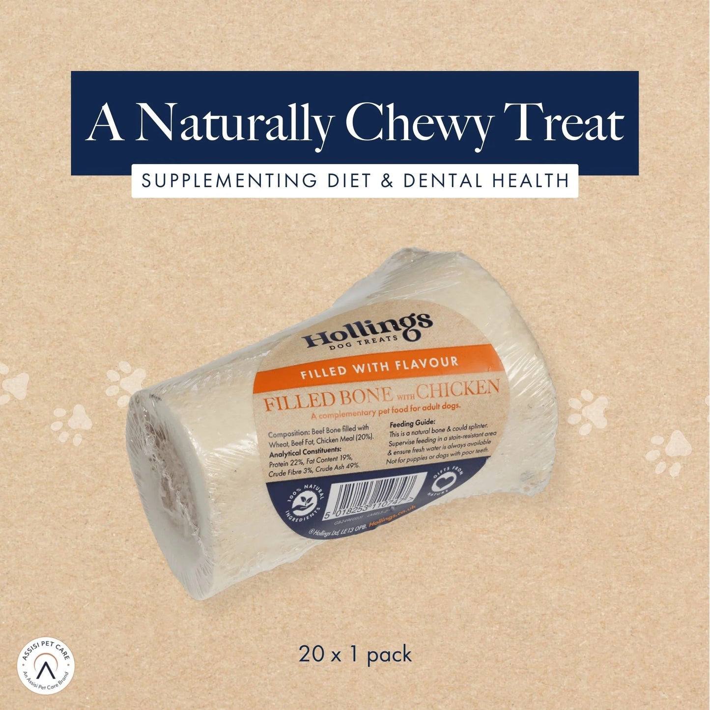 Hollings Beef Filled Bone with Chicken (20pk)