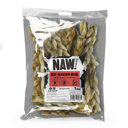 NAW Beef Braided Head Skin (1kg)