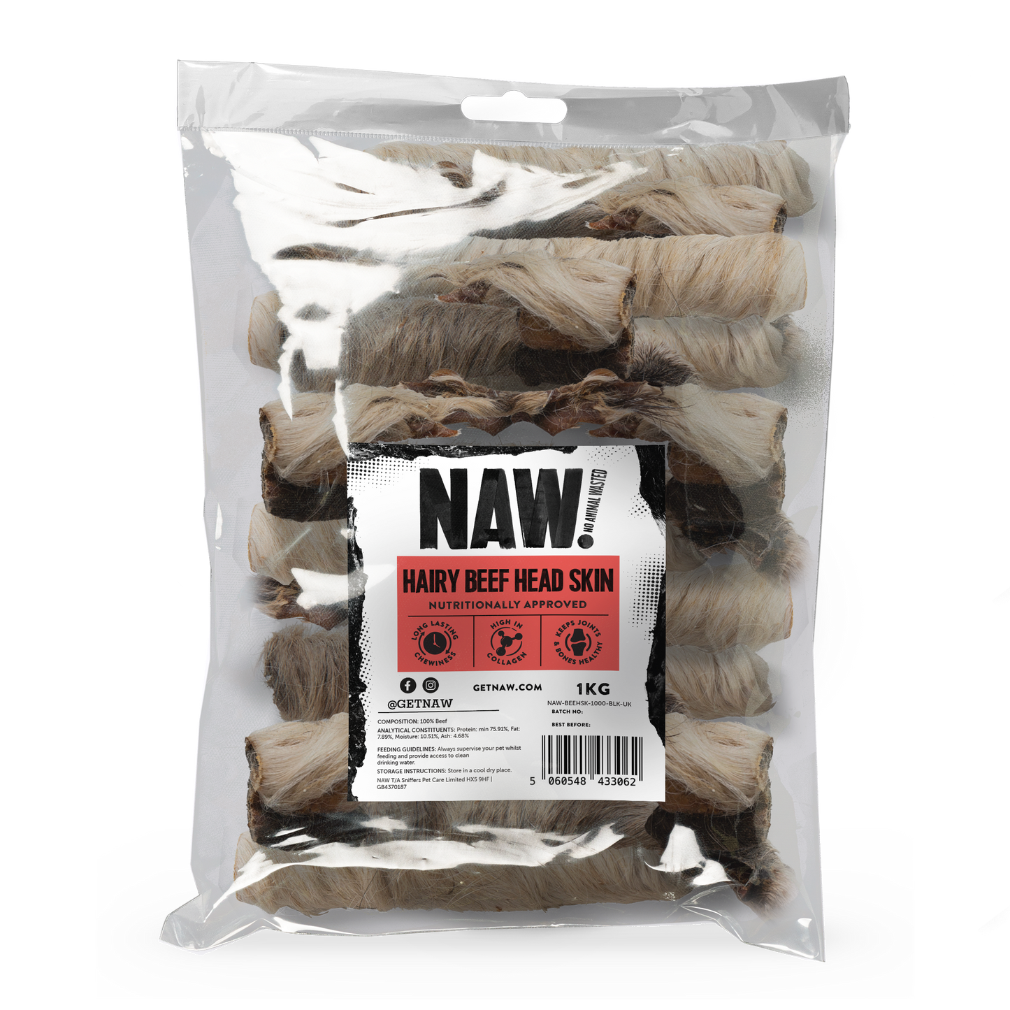 NAW Beef Head Skin with Hair (1kg)
