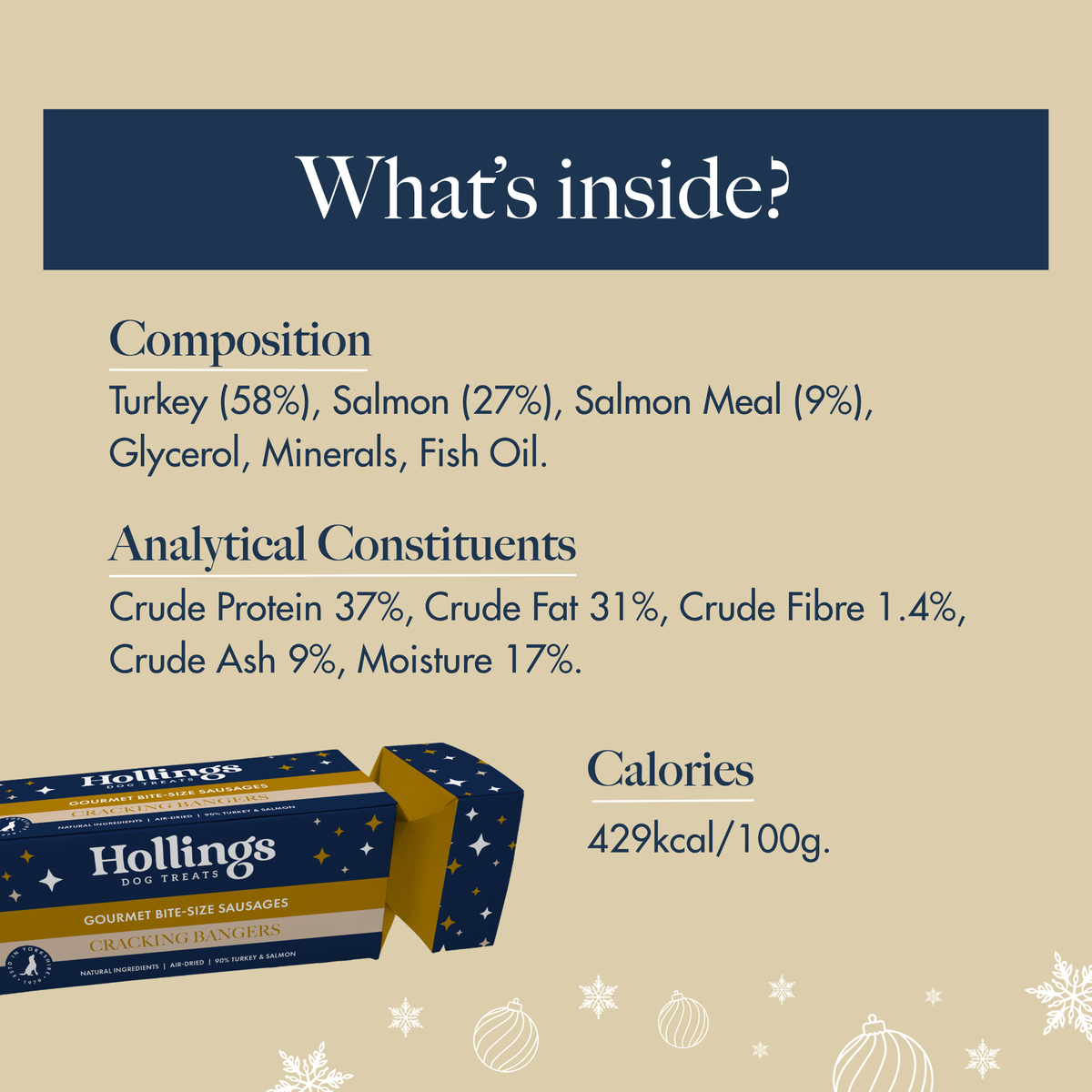 Hollings Christmas Cracker Bangers Turkey & Salmon Sausages (8x70g) - COMING SOON!
