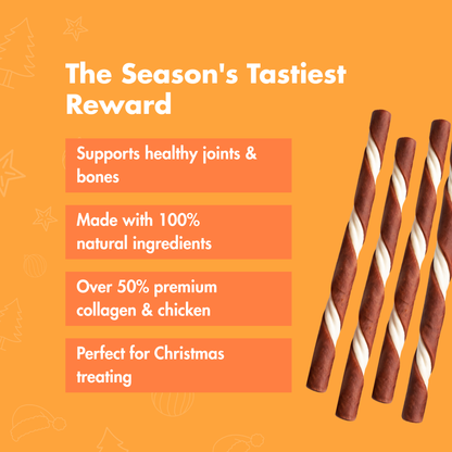Pet Munchies Christmas Jolly Sticks Collagen with Chicken (8x60g) - COMING SOON!