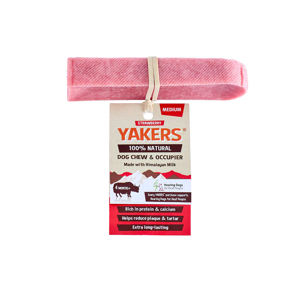 YAKERS Strawberry Dog Chew Medium - Case of 20