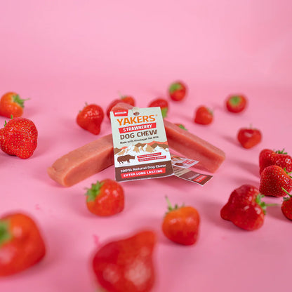 YAKERS Strawberry Dog Chew Medium - Case of 20