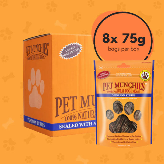 Pet Munchies Venison Strips Dog Treats (8x75g)