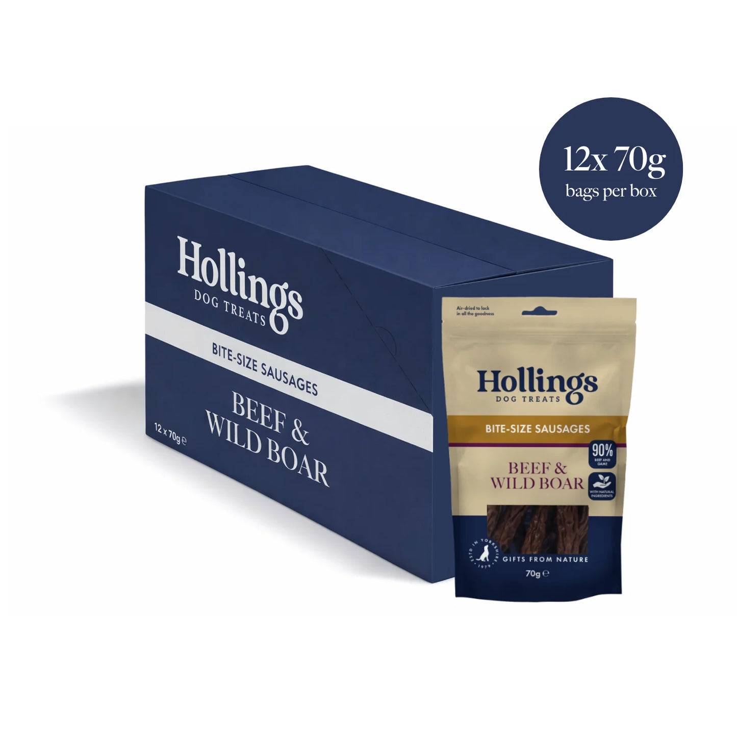 Hollings Beef & Wild Boar Bite-Size Sausages (12x70g)