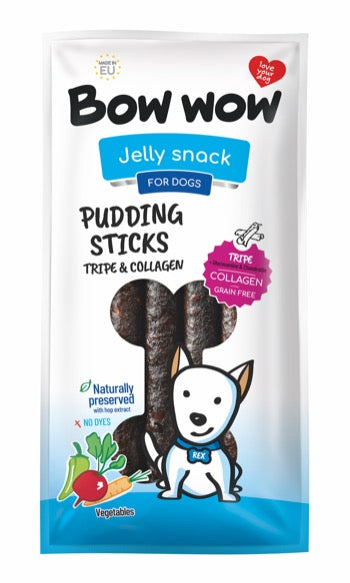 Bow Wow Pudding Sticks - Tripe & Collagen Caramel Flavour (Black)
