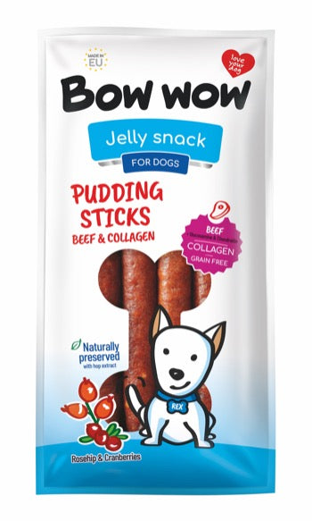 Bow Wow Pudding Sticks - Beef & Collagen (Red)
