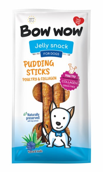Bow Wow Pudding Sticks - Poultry & Collagen Chicken Flavour (Yellow)